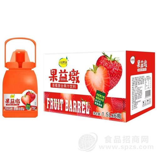 小轻果语果益墩草莓复合果汁饮料1.5lx6瓶